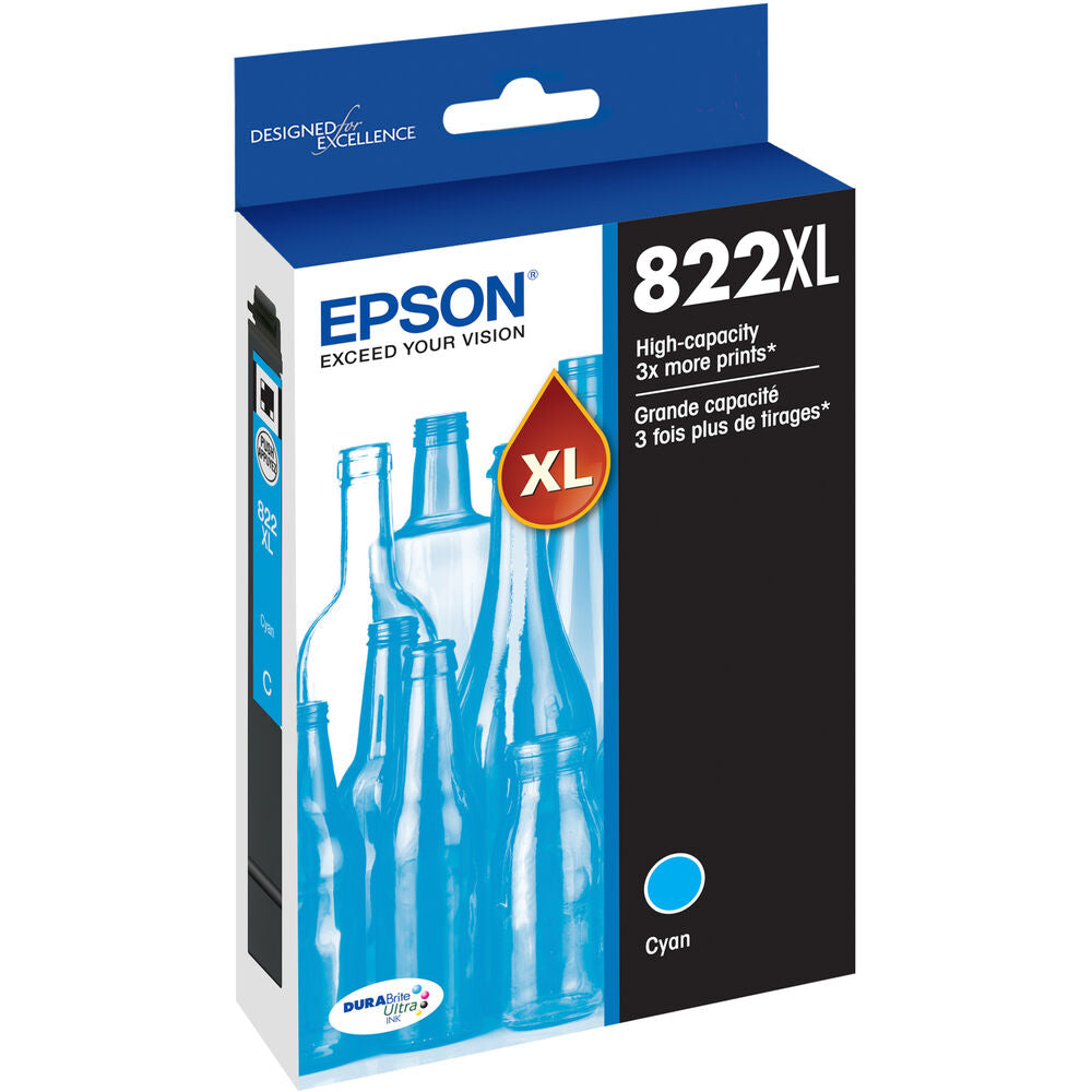 OEM Epson 822XL High Yield Cyan Ink Cartridge (1,100 Pages)