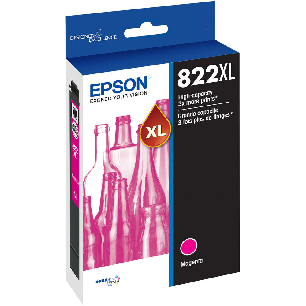 OEM Epson 822XL High Yield Magenta Ink Cartridge (1,100 Pages)