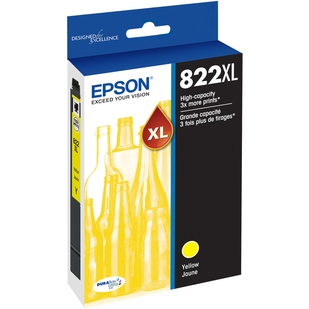 OEM Epson 822XL High Yield Yellow Ink Cartridge (1,100 Pages)