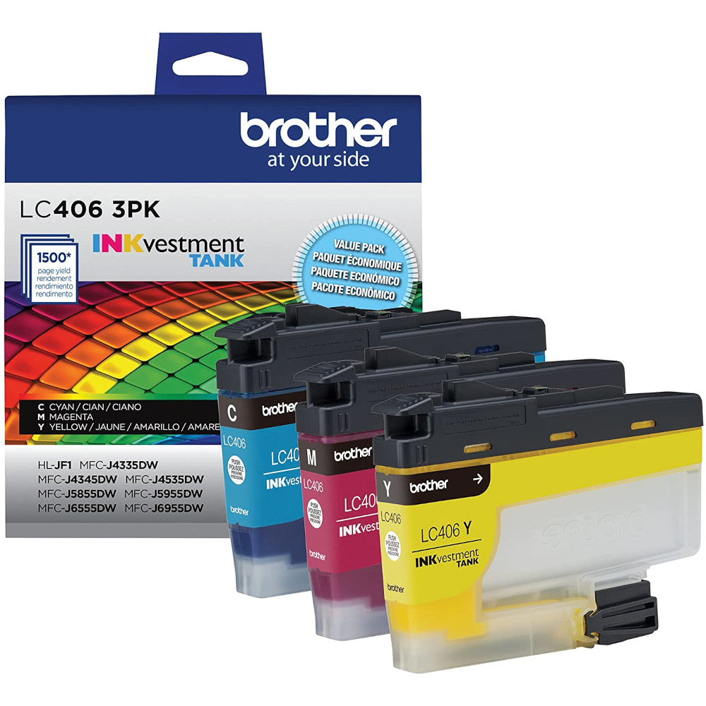 OEM Brother LC406 3 Piece Set of Color Ink Cartridges