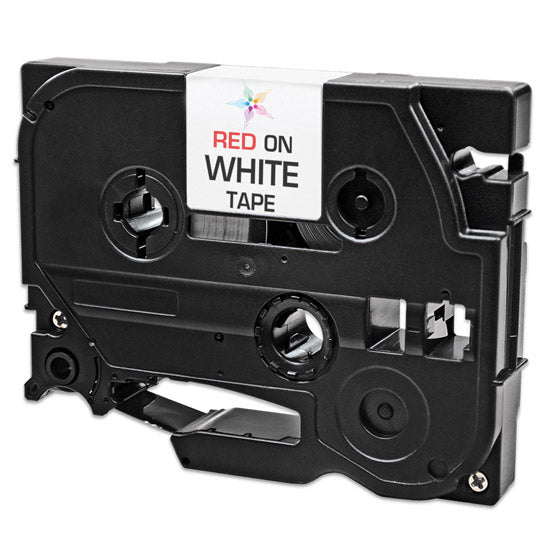 Compatible Brother TZe232 Red on White Tape - 0.47 in x 26.2 ft (12 mm x 8 m)