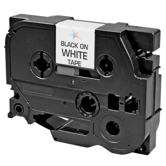Compatible Brother TZe241 Black on White Tape - 0.7 in x 26.2 ft (18 mm x 8 m)
