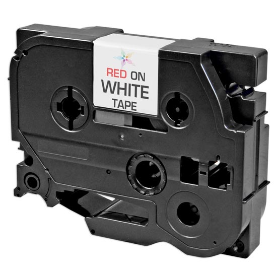 Compatible Brother TZe242 Red on White Tape - 0.7 in x 26.2 ft (18 mm x 8 m)