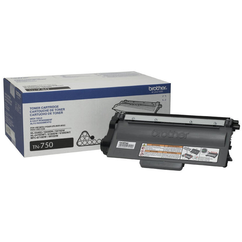 OEM Brother TN750 High-Yield Black Toner Cartridge (8,000 Pages)