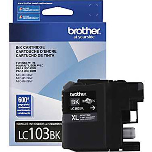 OEM Brother LC103BK High-Yield Black Ink Cartridge (600 Pages)