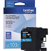 OEM Brother LC103C High-Yield Cyan Ink Cartridge (600 Pages)