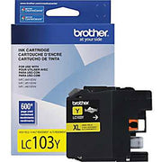 OEM Brother LC103Y High-Yield Yellow Ink Cartridge (600 Pages)