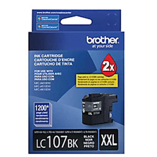 OEM Brother LC107BK Super High-Yield Black Ink Cartridge (1,200 Pages)