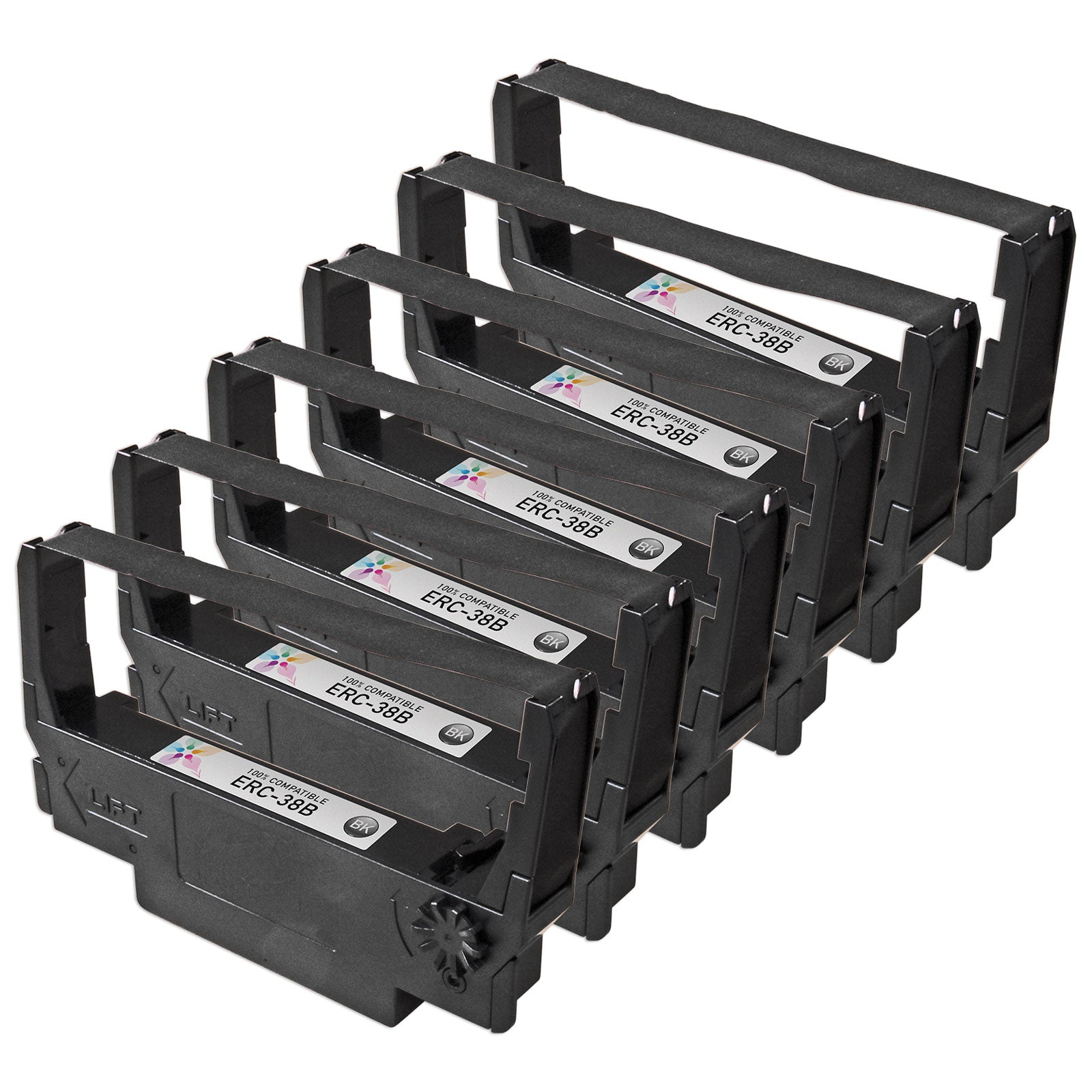 Compatible Epson ERC-38B Black POS Ribbon Cartridge 6 Pack