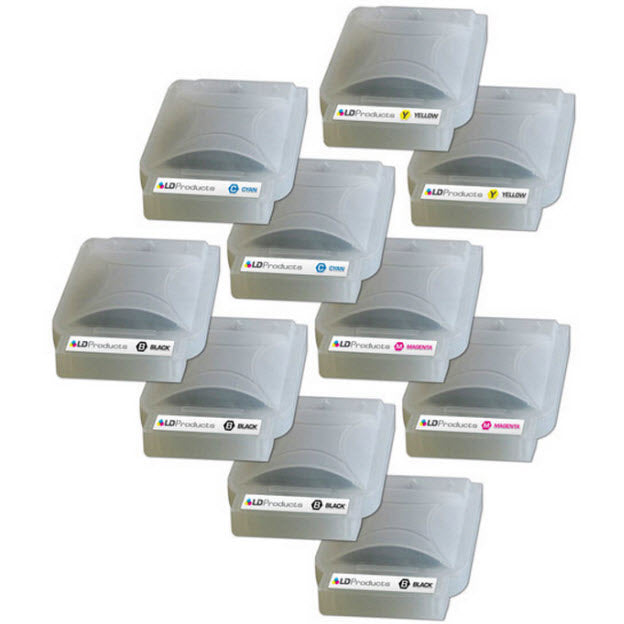 Set of 10 Compatible Brother LC25 Ink Cartridges (4 Black, 2 Cyan, 2 Magenta, 2 Yellow)