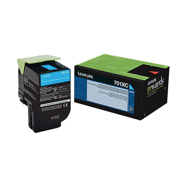 OEM Lexmark 70C1XC0 (701XC) Extra High-Yield Cyan Laser Toner Cartridge (4,000 Pages)