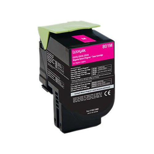 OEM Lexmark 80C10M0 (801M) Magenta Laser Toner Cartridge (1,000 Pages)