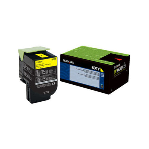 OEM Lexmark 80C10Y0 (801Y) Yellow Laser Toner Cartridge (1,000 Pages)