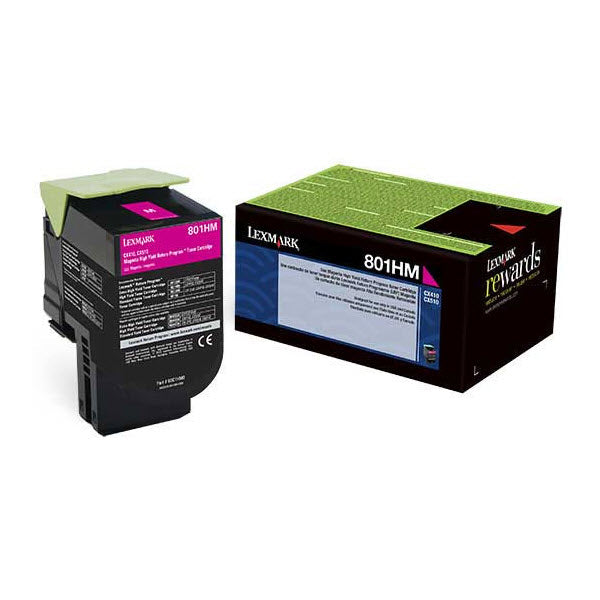 OEM Lexmark 80C1HM0 (801HM) High-Yield Magenta Laser Toner Cartridge (3,000 Pages)