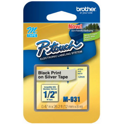 OEM Brother M931 Black on Silver Tape