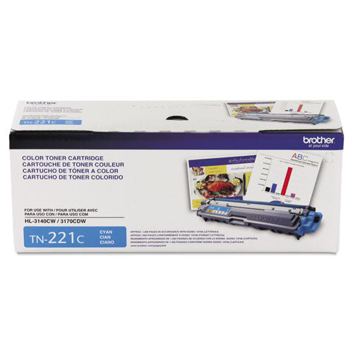 OEM Brother TN-221C Cyan Toner Cartridge (1,400 Pages)