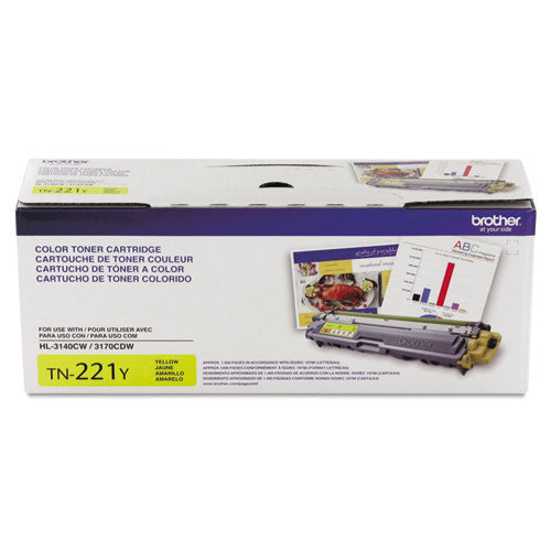 OEM Brother TN-221Y Yellow Laser Toner Cartridge (1,400 Pages)