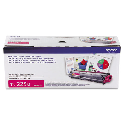 OEM Brother TN-225M High-Yield Magenta Laser Toner Cartridge (2,200 Pages)