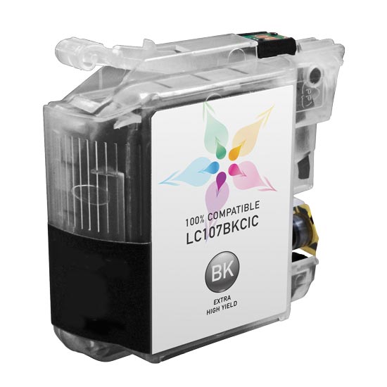 Compatible Brother LC107BK Super High Yield Black Ink Cartridge (1,200 Pages)