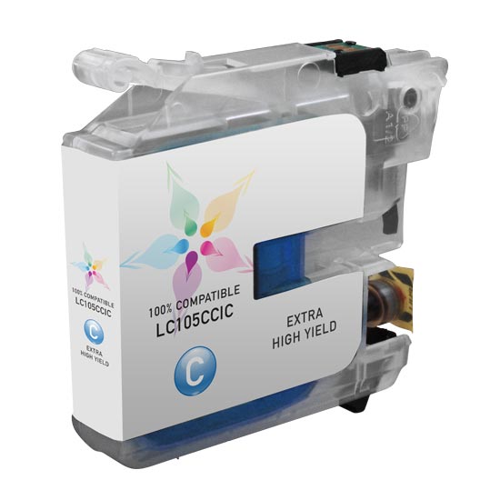 Compatible Brother LC105C Super High Yield Cyan Ink Cartridge (1,200 Pages)