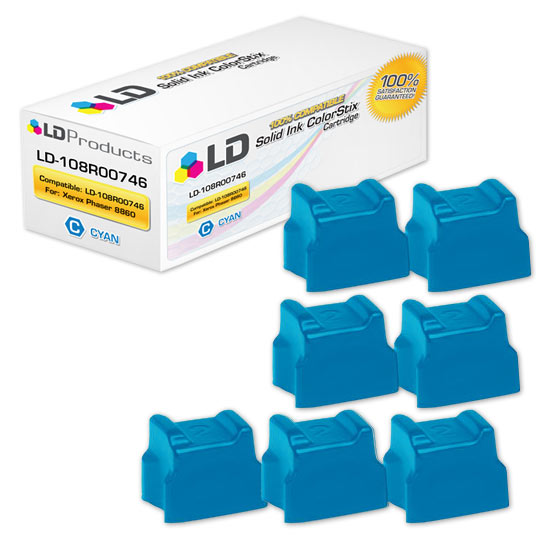Set of 7 Compatible Xerox 108R00746 Cyan Solid Ink Cartridge (14,000 Pages)