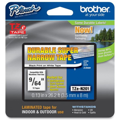 OEM Brother TZeN201 Black on White Tape Cartridge