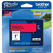 OEM Brother TZe451 Black on Red Tape (1")