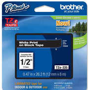 OEM Brother TZe335 White on Black Tape (1/2")