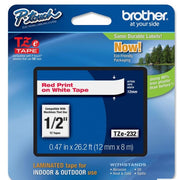 OEM Brother TZe232 Red on White Tape (1/2")