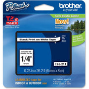 OEM Brother TZe211 Black on White Tape (1/4")