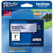 OEM Brother TZe151 Black on Clear Tape (1")