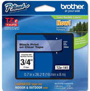 OEM Brother TZE141 Black on Clear Tape (3/4")