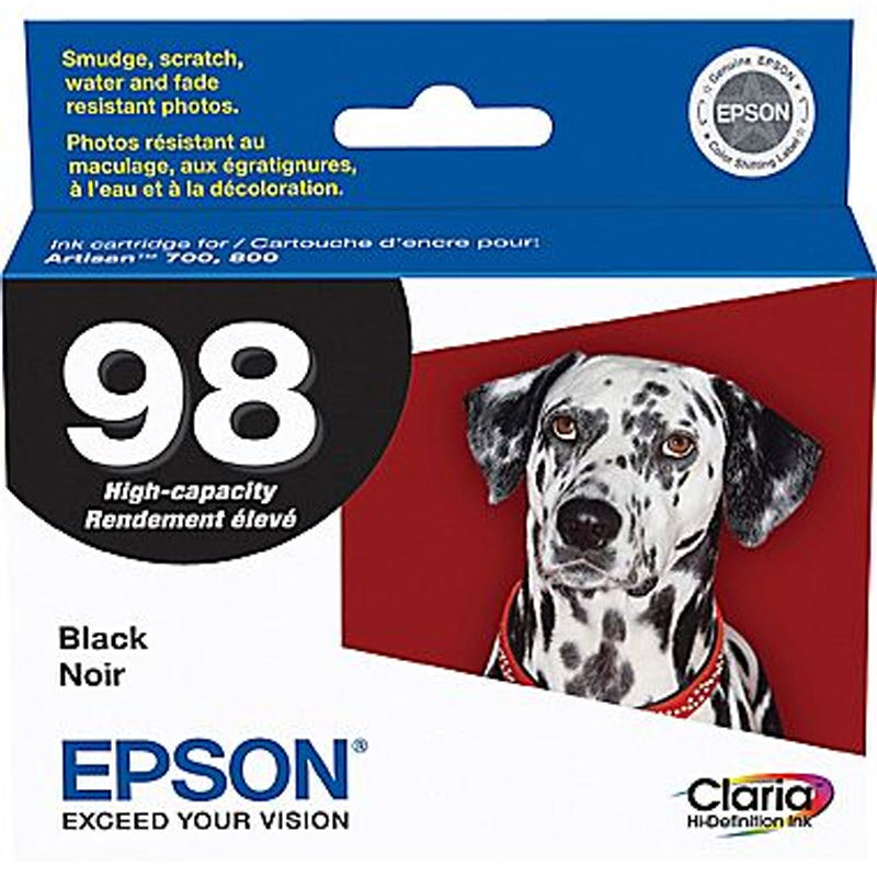 OEM Epson T098120 (T0981) High Yield Black Ink Cartridge (545 Pages)