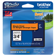 OEM Brother TZeB41 Black on Fluorescent Orange Tape (3/4")