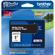 OEM Brother TZe355 White on Black Tape (1")
