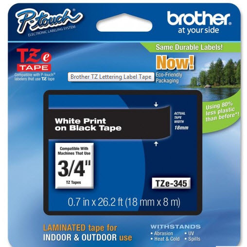 OEM Brother TZe345 White on Black Tape (3/4")