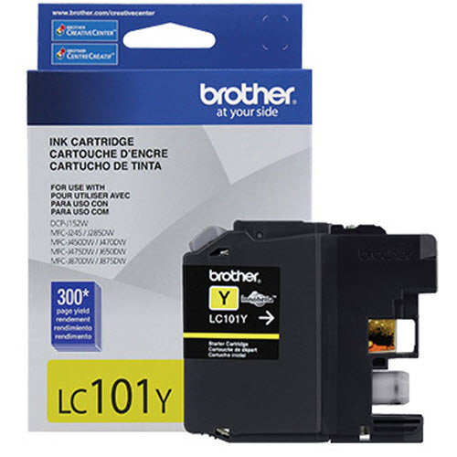 OEM Brother LC101Y Yellow Ink Cartridge (300 Pages)