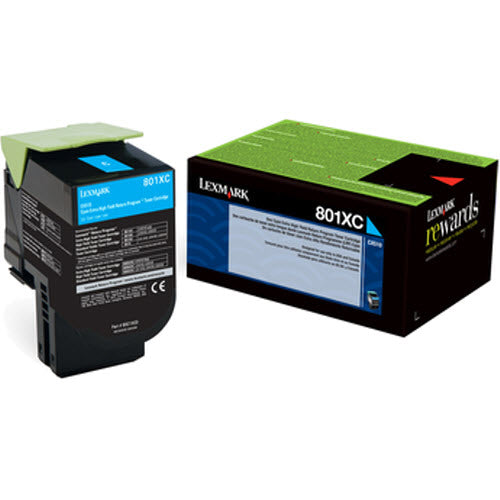 OEM Lexmark 80C1XC0 High Yield Cyan Toner Cartridge (4,000 Pages)