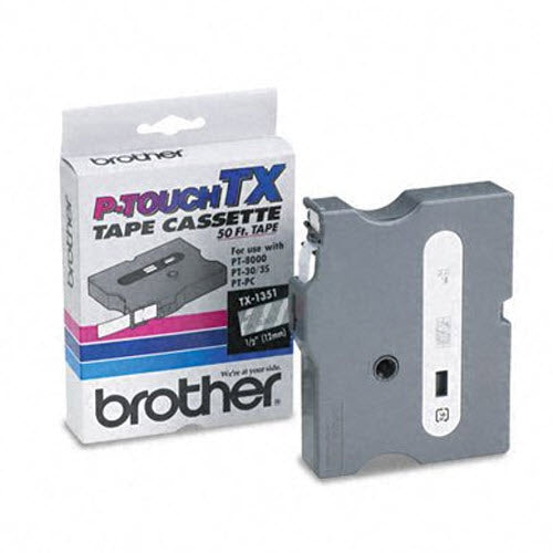 OEM Brother TX1351 White on Clear Tape