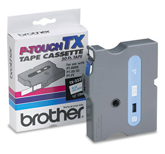 OEM Brother TX2331 Blue on White Tape