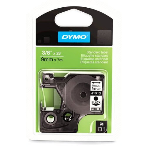 OEM Dymo 41913 Black on White Label Tape 3/8" x 23'