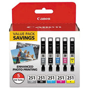 OEM Canon CLI-251 Set of 5 Ink Cartridges (Multi Color)