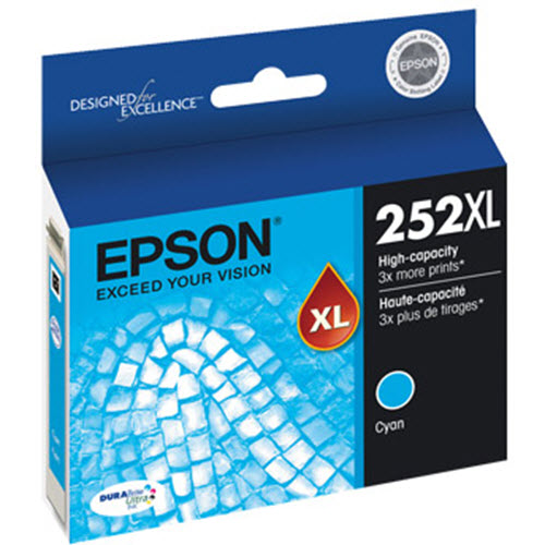 OEM Epson T252XL220 Cyan Ink Cartridge (1,100 Pages)