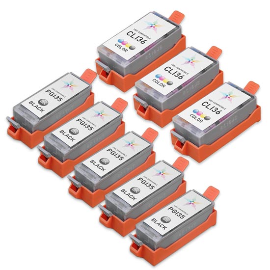Compatible Canon PGI35 & CLI36 Color Ink Cartridge Set of 8