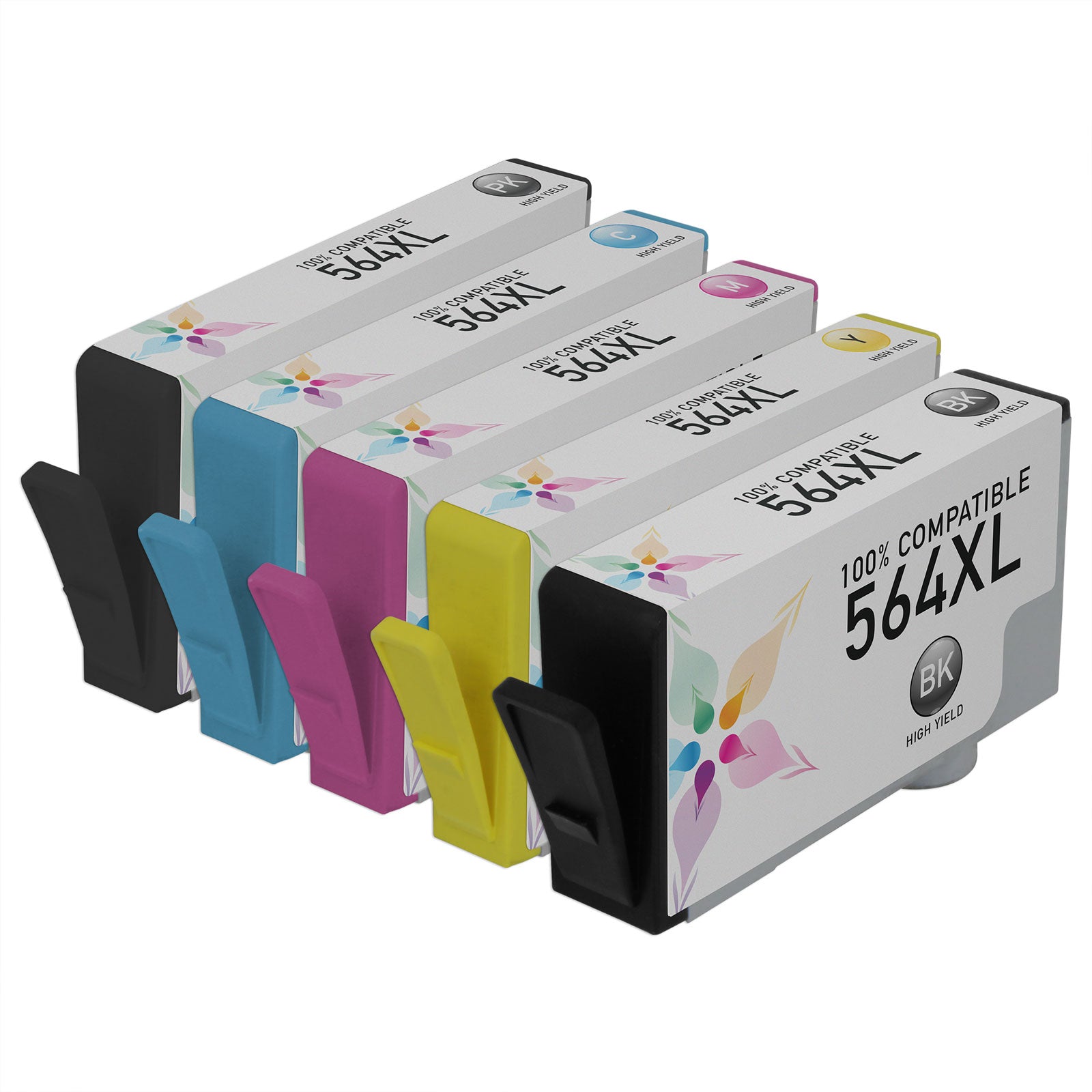 Set of 5 Compatible HP 564XL Multi Ink Cartridge (1BK, 1C, 1M, 1Y, 1PB) (1300 Pages)