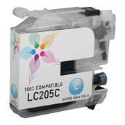 Compatible Brother LC205C Extra High Yield Cyan Ink Cartridge (1,200 Pages)