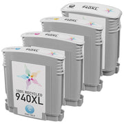 Set of 4 Remanufactured HP 940XL High Yield Ink Cartridge (Black, Cyan, Magenta, Yellow)