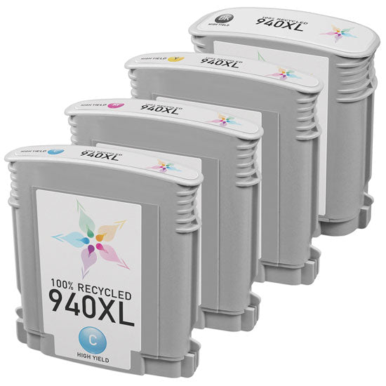 Set of 4 Remanufactured HP 940XL High Yield Ink Cartridge (Black, Cyan, Magenta, Yellow)