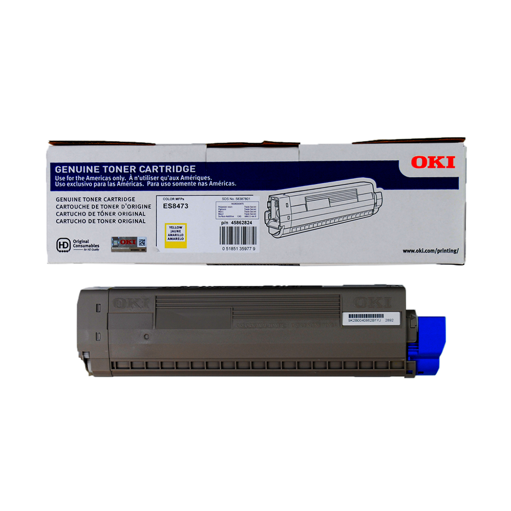 OEM Okidata 45862824 Yellow Toner Cartridge (8,800 Pages)