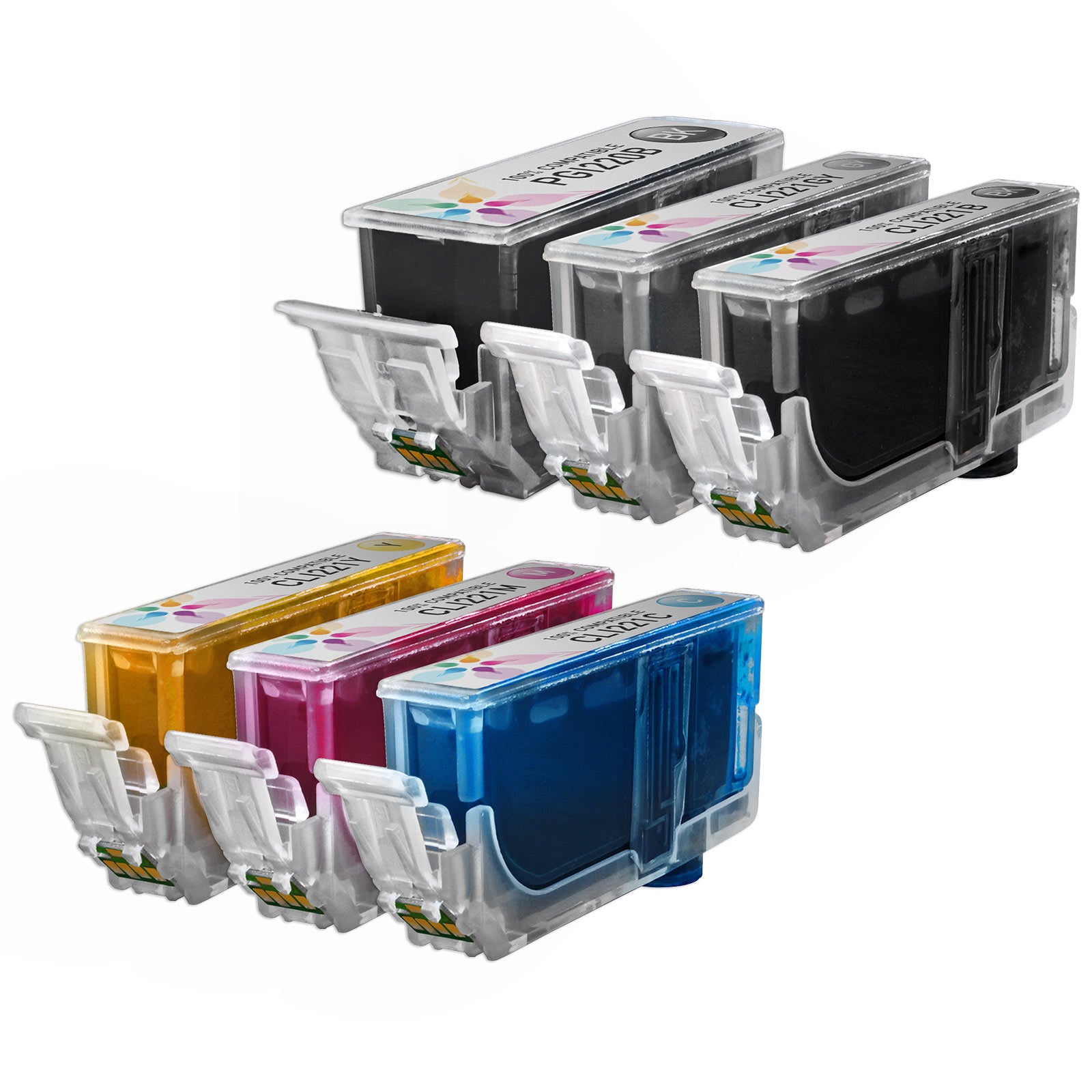Set of 6 Compatible Canon PGI-220/CLI-221 Ink Cartridges (Multi-Color)